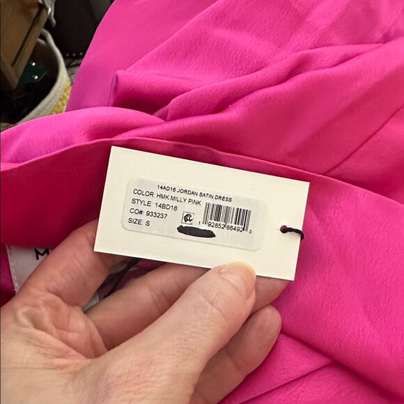 NWT Milly hot pink Jordan satin mini wrap dress small s - Picture 3 of 8